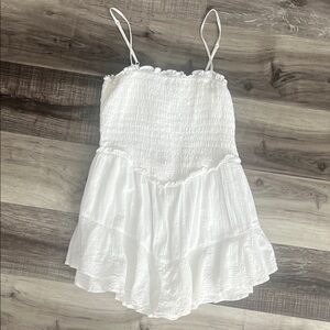 American Eagle White Sleeveless Ruffled Romper